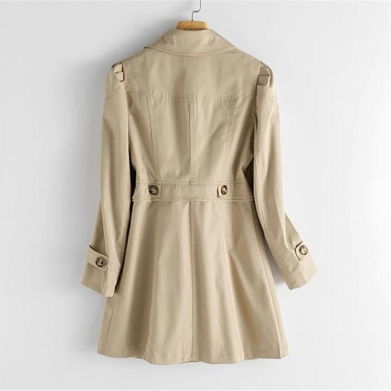 Women's Long Coat with Oversized Collar and Button Closure