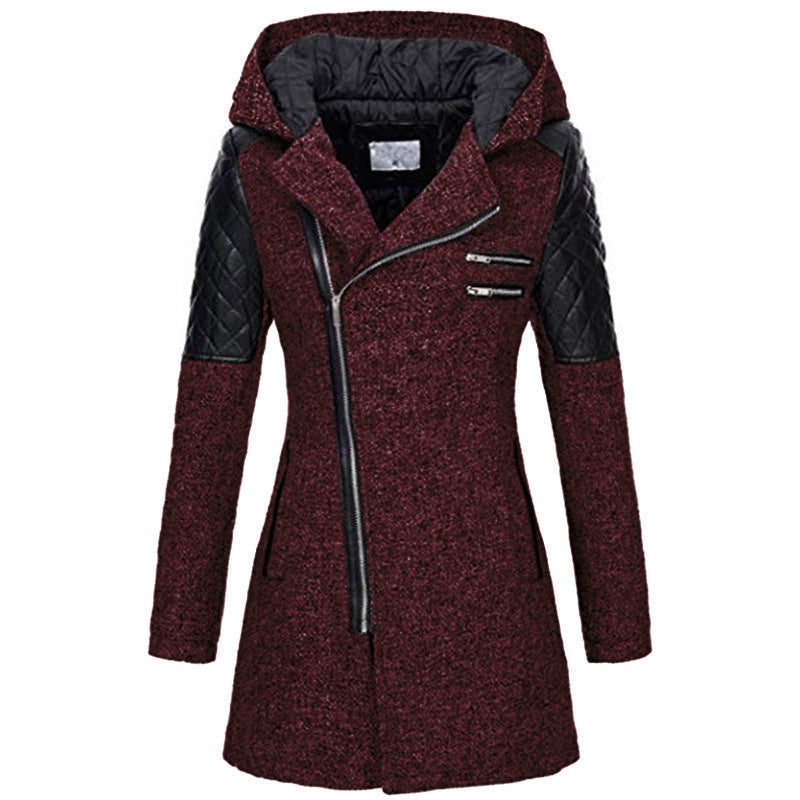 Women's Hooded Patchwork Long Coat
