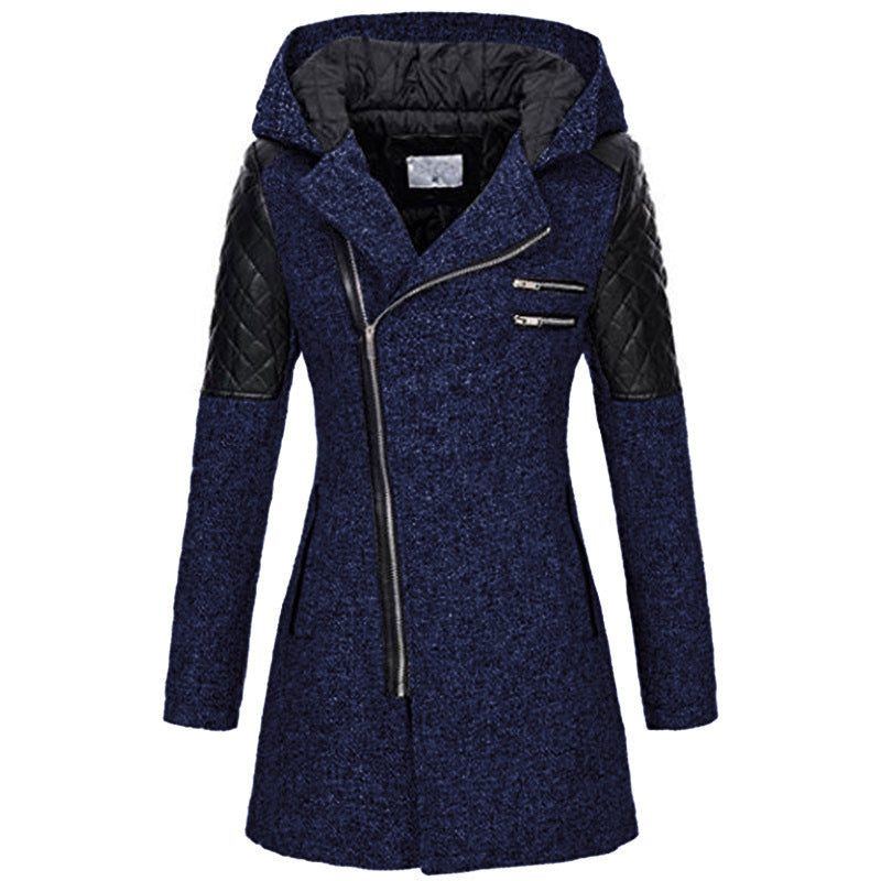 Women's Hooded Patchwork Long Coat