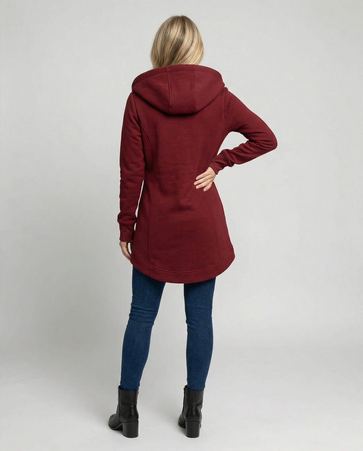 Women's Hooded Long Winter Coat with Palm Print Lining