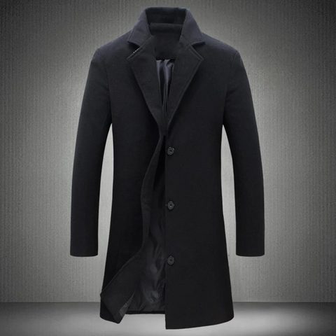 Men's Notch Lapel Long Winter Coat