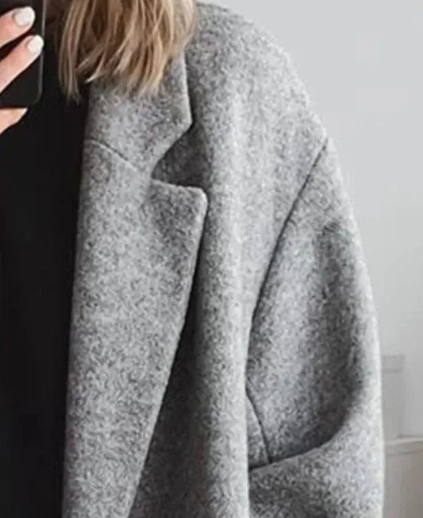 Womens Long Wool Lapel Collar Coat