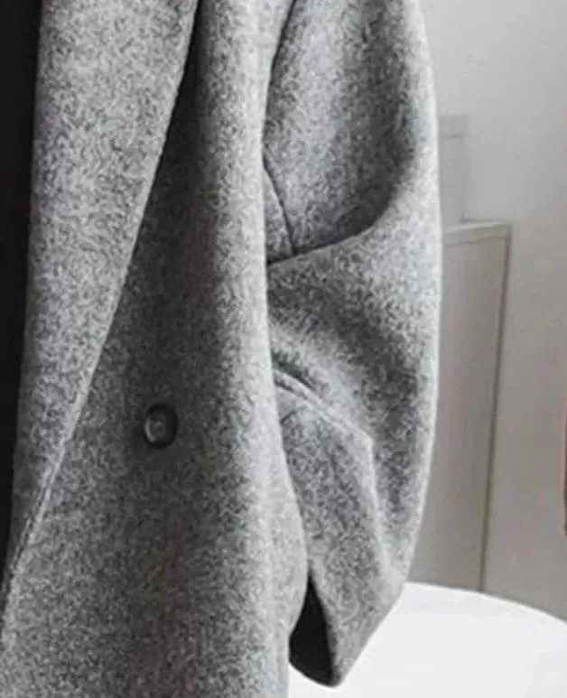 Womens Long Wool Lapel Collar Coat