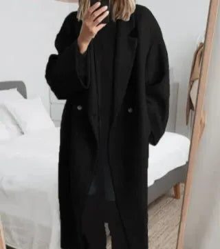 Womens Long Wool Lapel Collar Coat