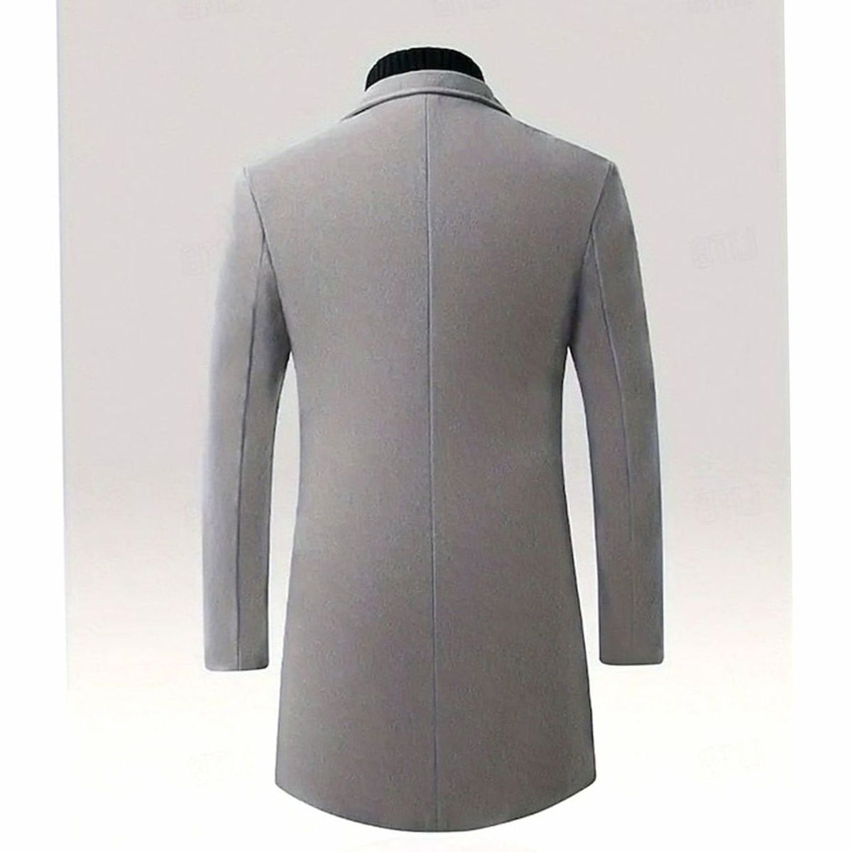 Men's Long Wool Winter Coat with Single Button Row