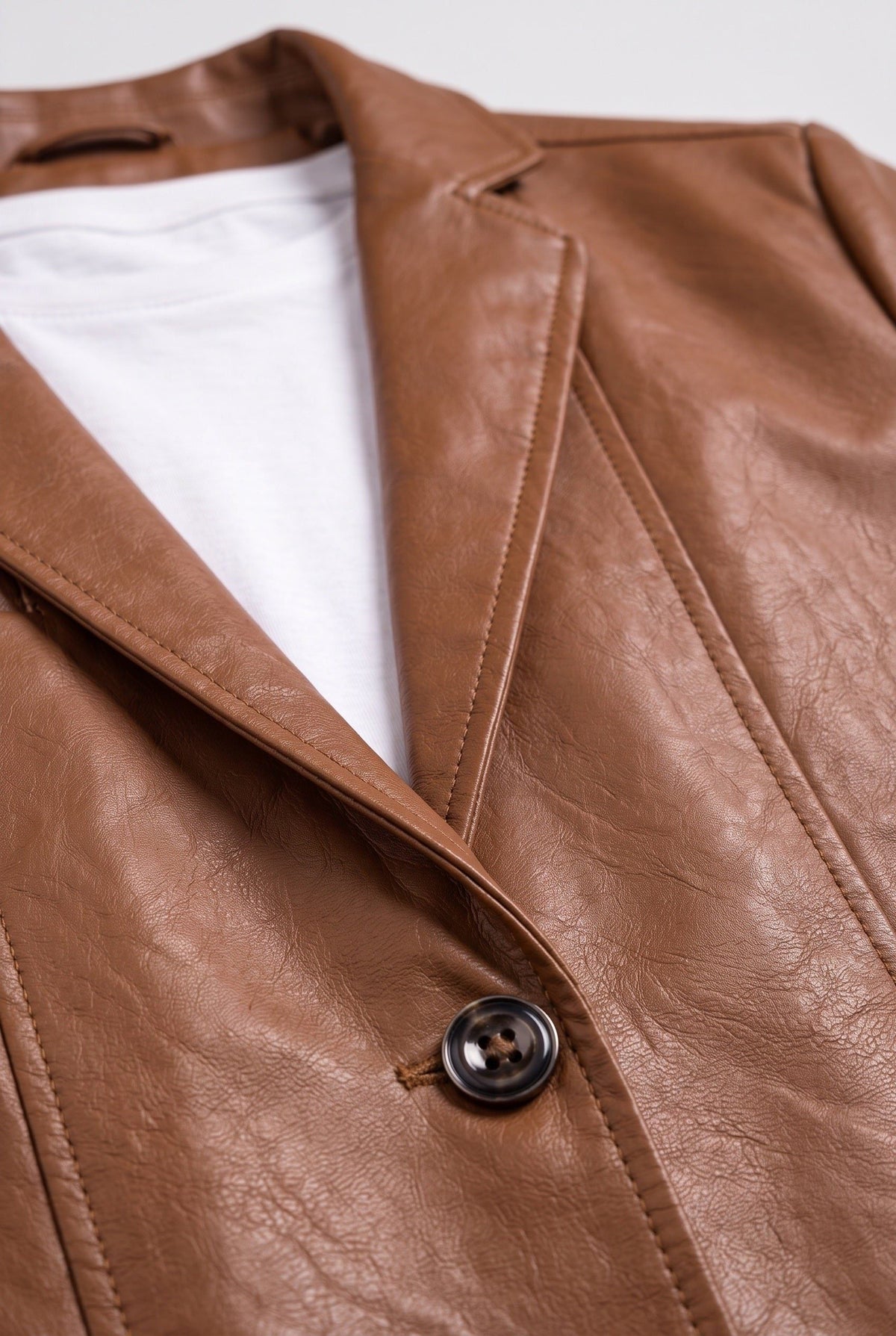 Men's Notched Lapel Leather Blazer