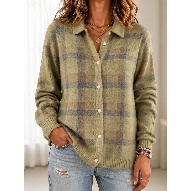 Lorraine | Plaid Button-Up Cardigan