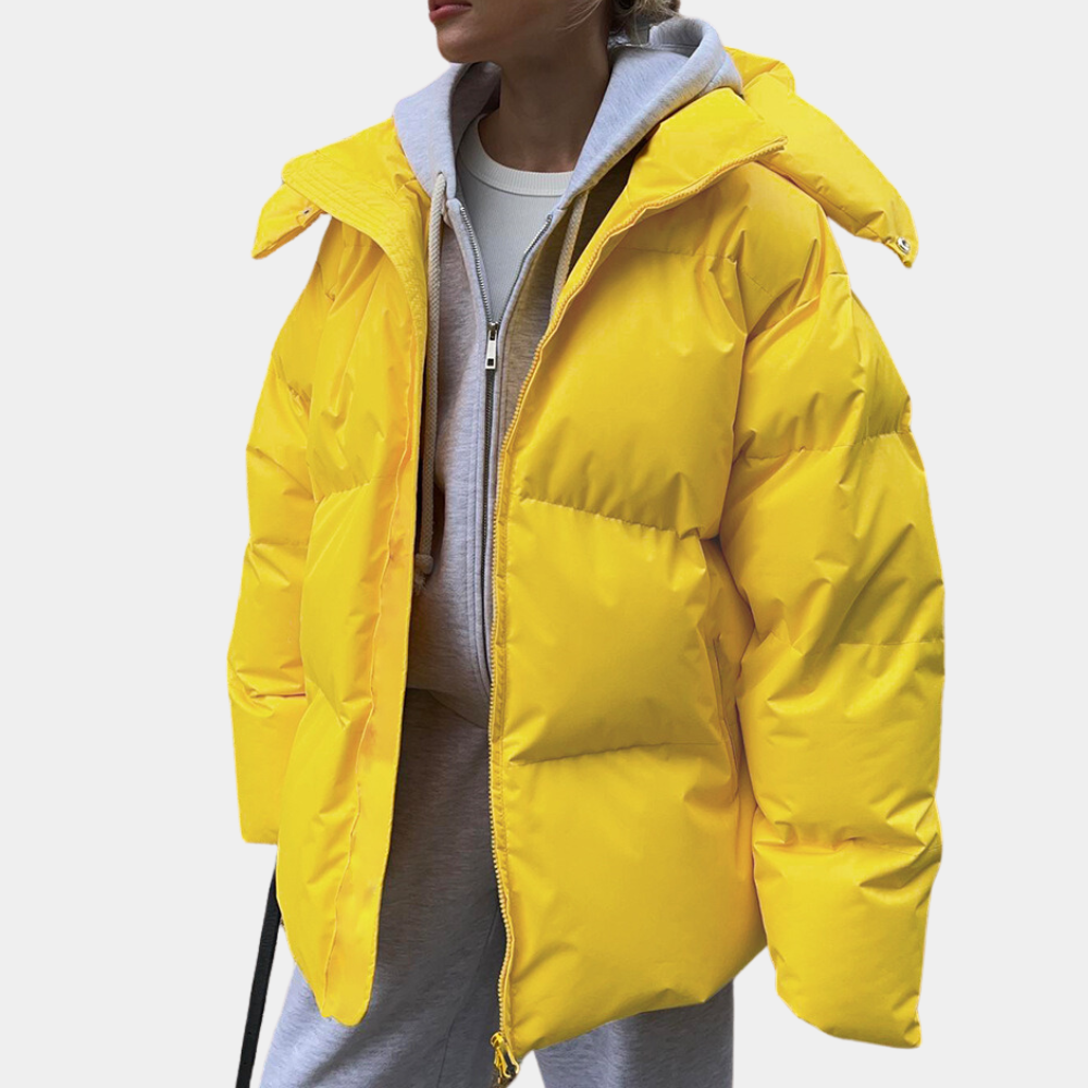 Women's Hooded Padded Winter Jacket with Zipper