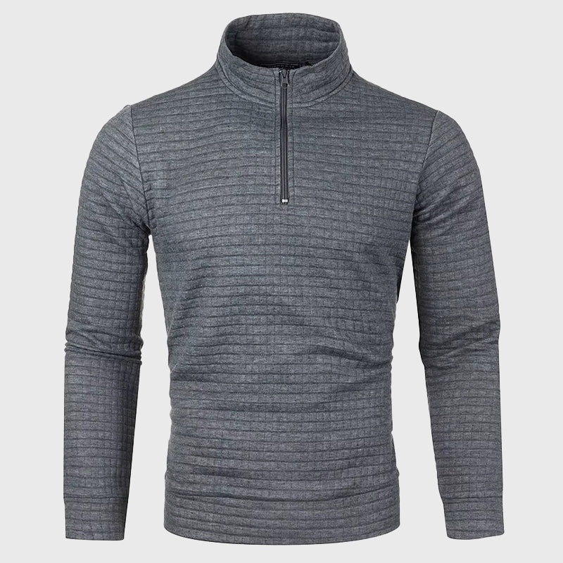 Light Waffle Sweater with Half-Zip and Mock Neck for Men