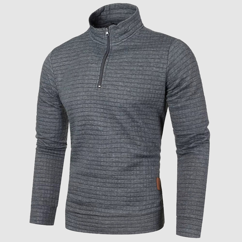 Light Waffle Sweater with Half-Zip and Mock Neck for Men