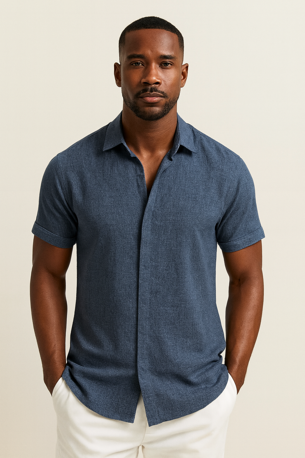Linen Shirt Men Classic Long Sleeves Casual Summer