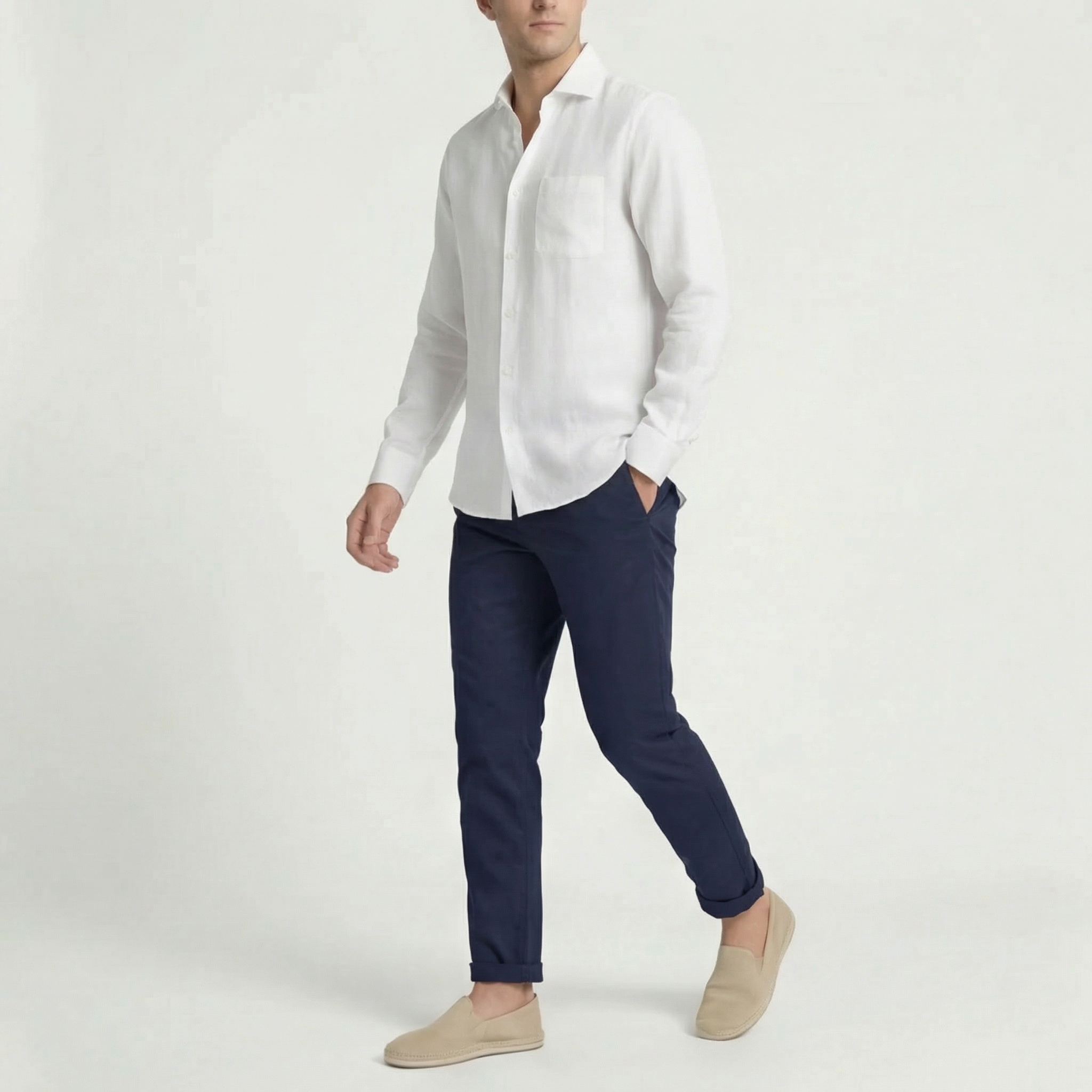Linen Shirt for Men Long Sleeves Casual