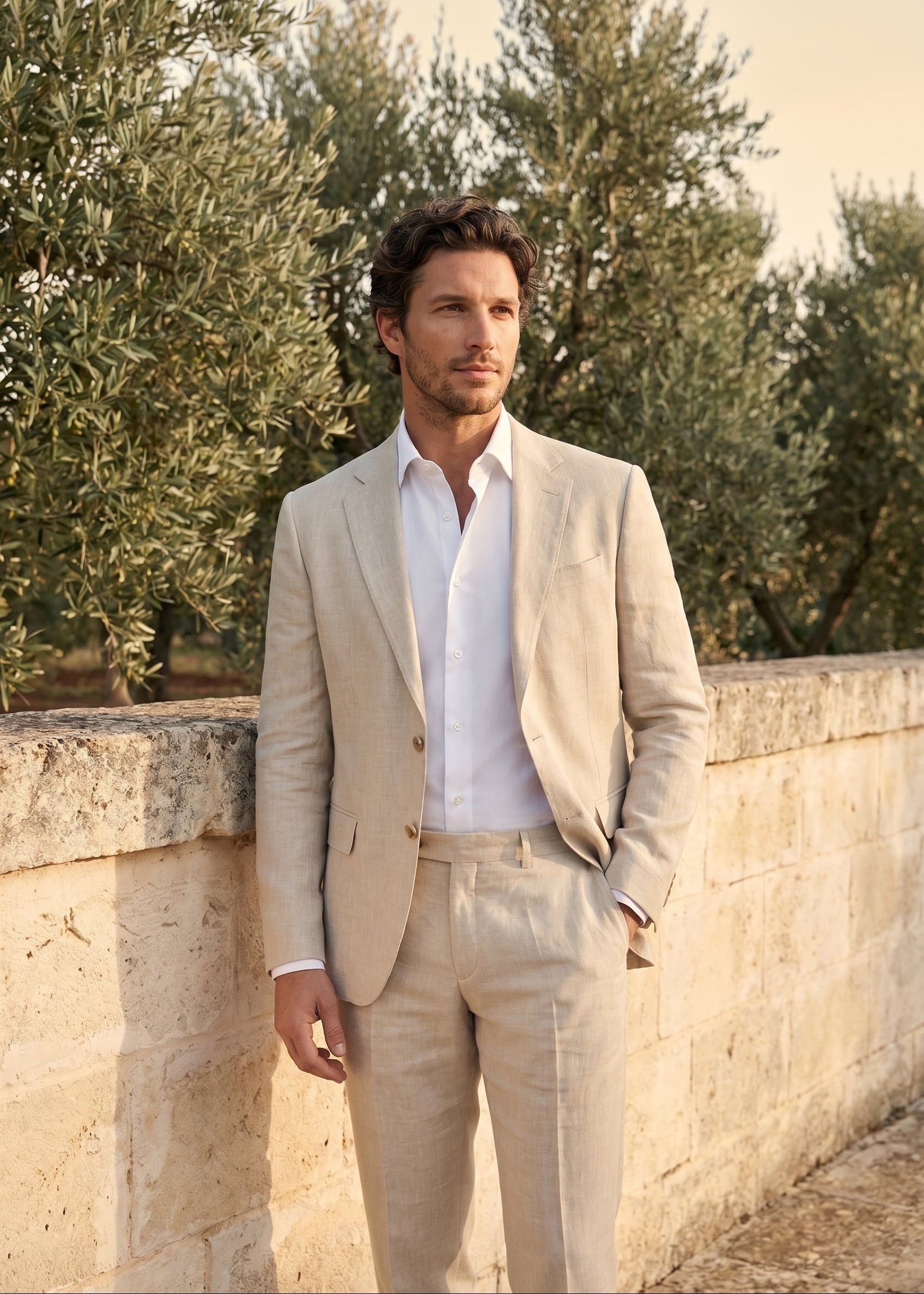 Linen Suit for Men Wedding Formal Summer
