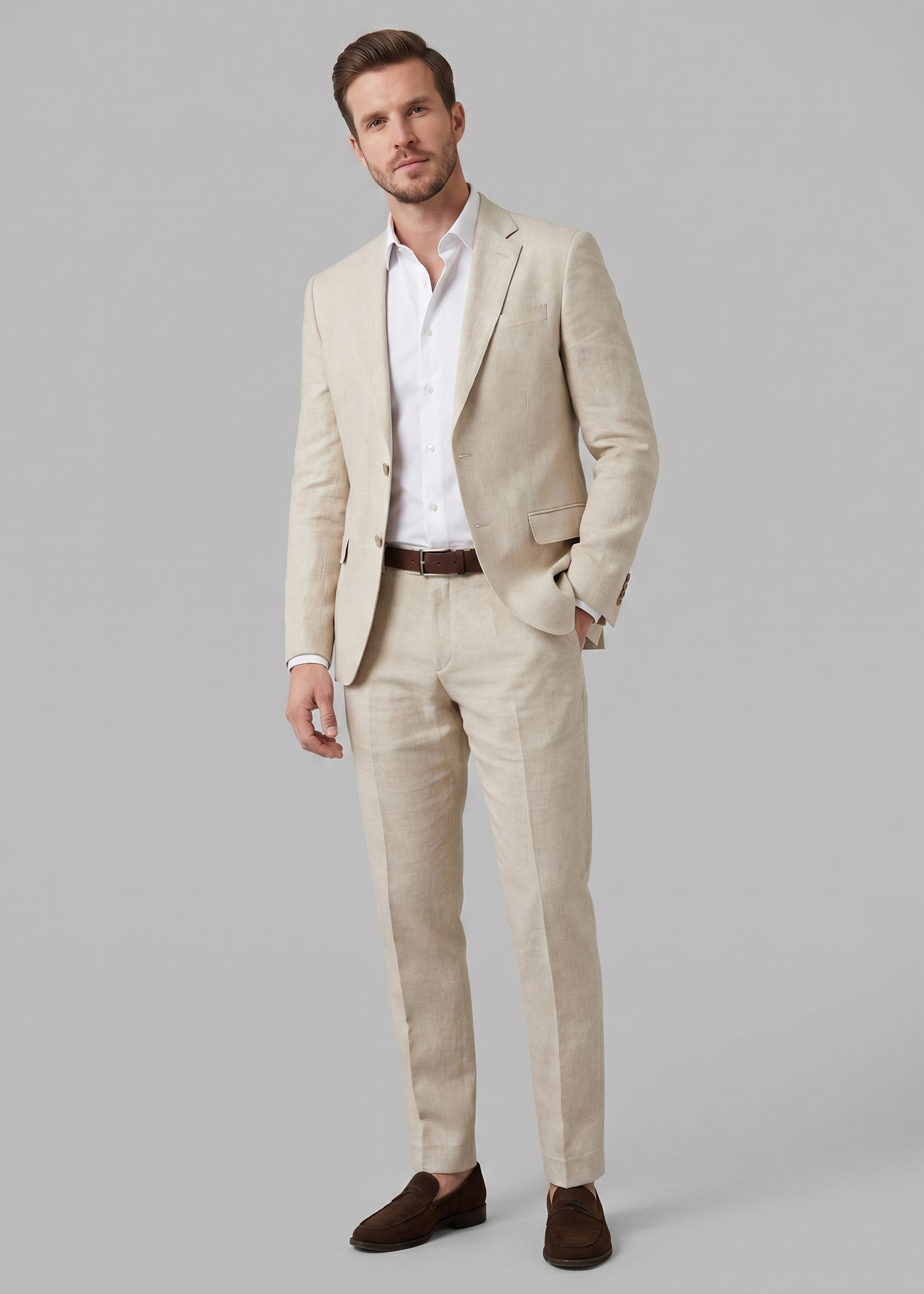 Linen Suit for Men Wedding Formal Summer