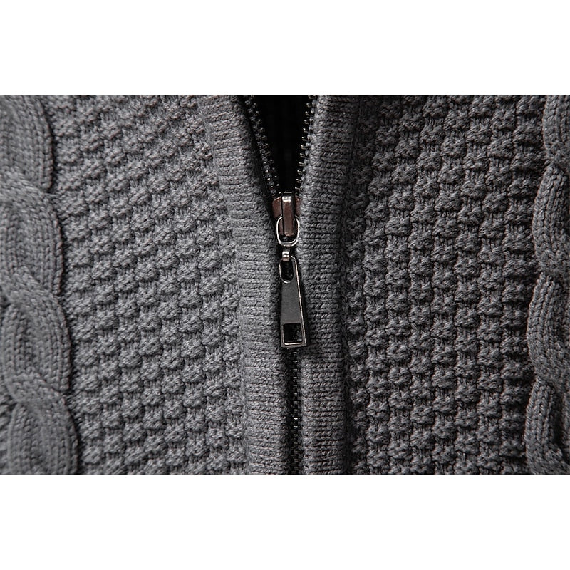 Clive | Zip-Up Cable Knit Cardigan