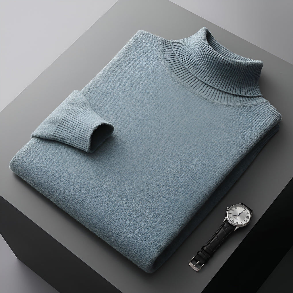 Luxury Roll Neck Jumper for Men with Ribbed Cuffs