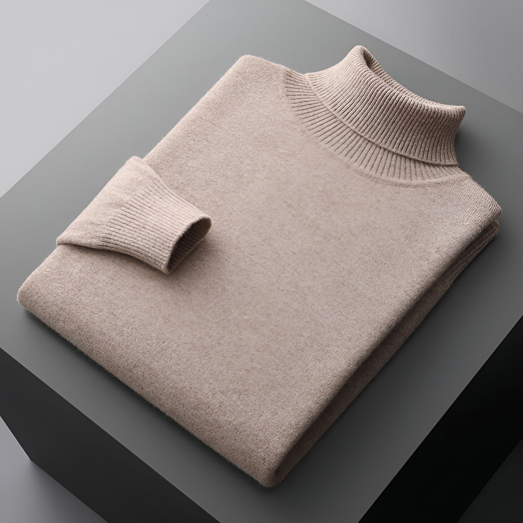 Luxury Roll Neck Jumper for Men with Ribbed Cuffs