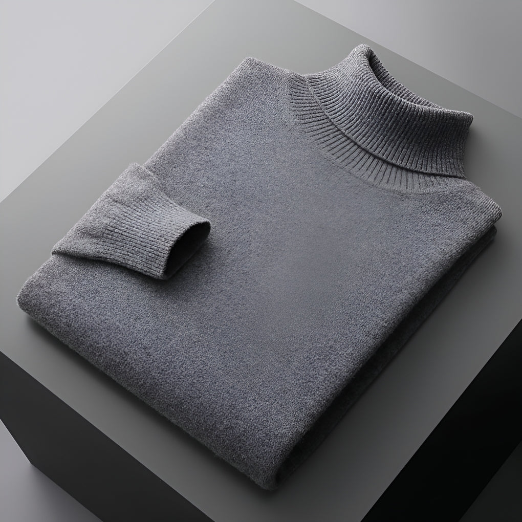 Luxury Roll Neck Jumper for Men with Ribbed Cuffs