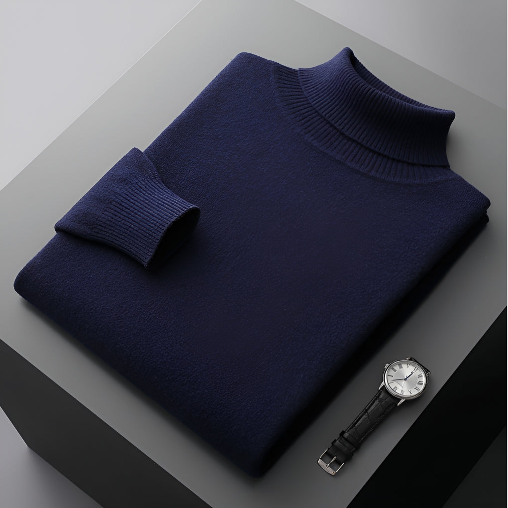 Luxury Roll Neck Jumper for Men with Ribbed Cuffs