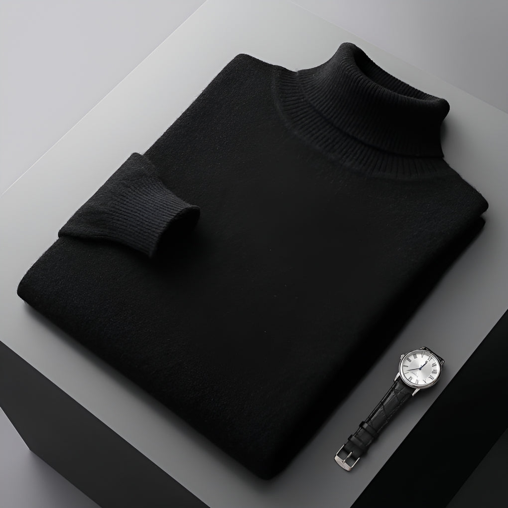 Luxury Roll Neck Jumper for Men with Ribbed Cuffs