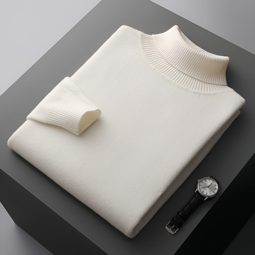 Luxury Roll Neck Jumper for Men with Ribbed Cuffs
