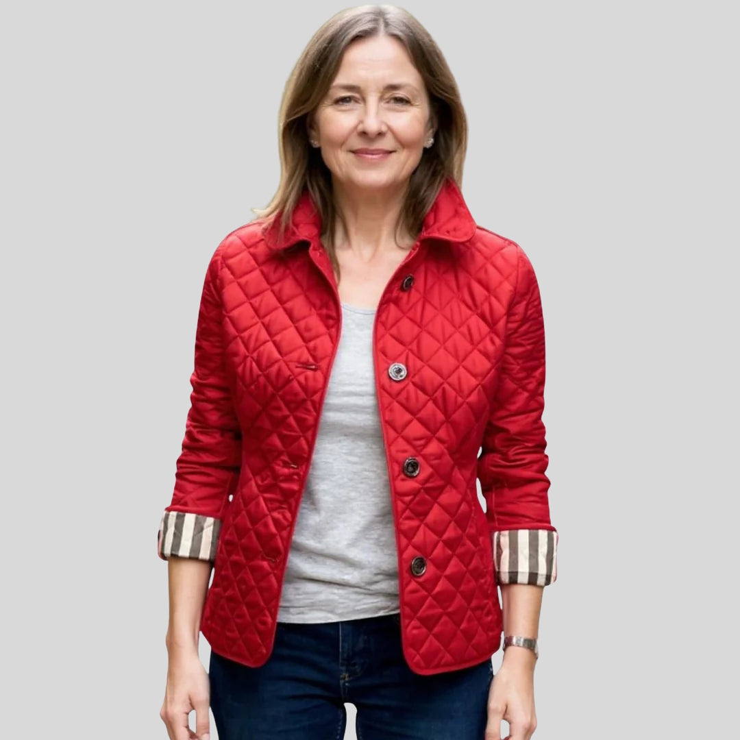 Luxury Quilted Jacket for Women with Collar