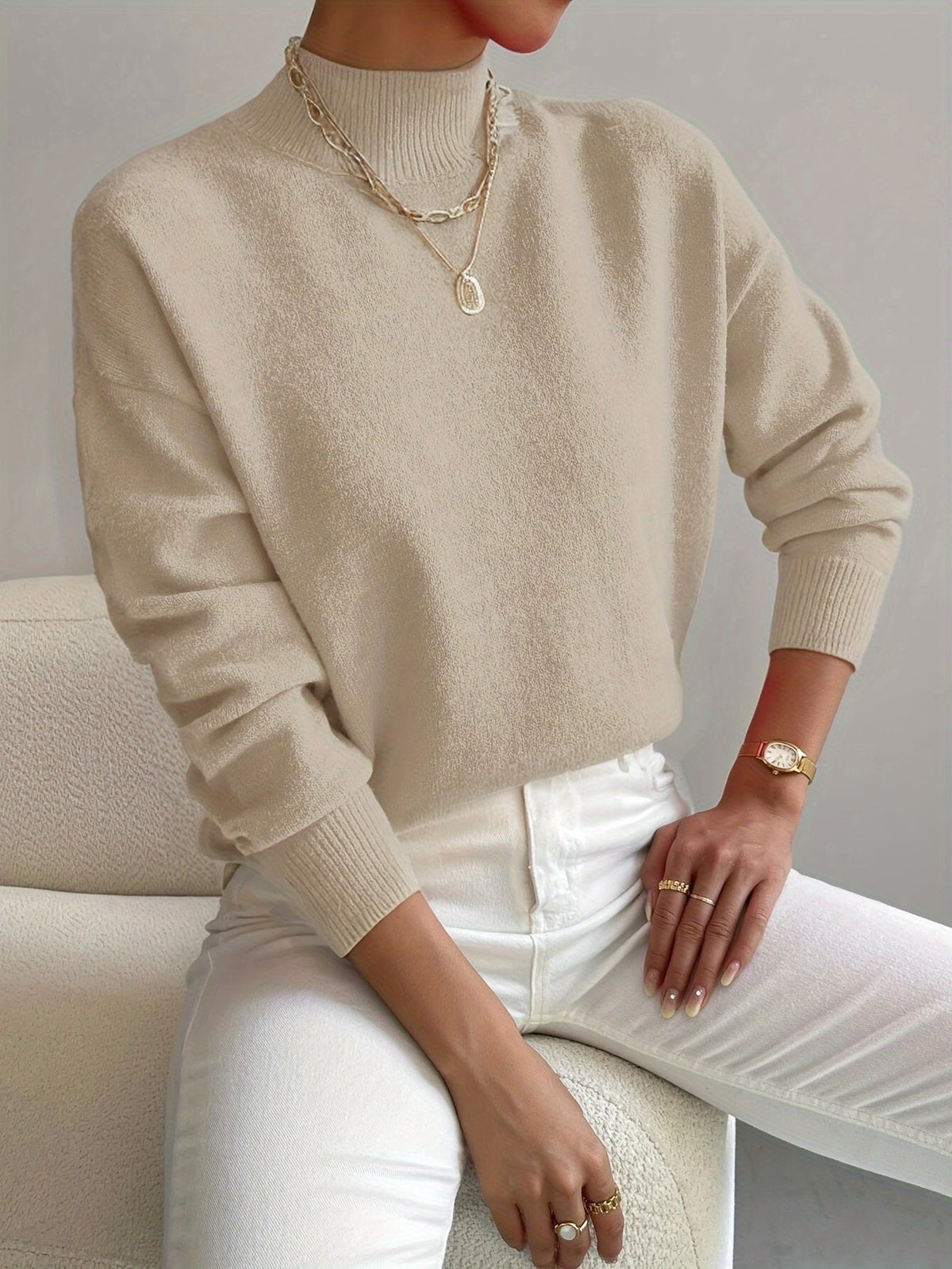 Women's Ribbed High Neck Pullover