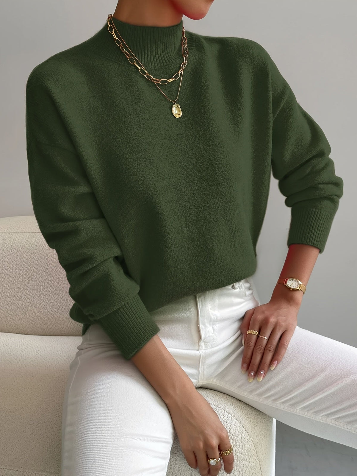 Women's High-Collar Ribbed Sweater