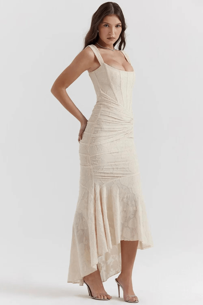 Maxi Dress Ladies Round Neck Long Sleeves Casual