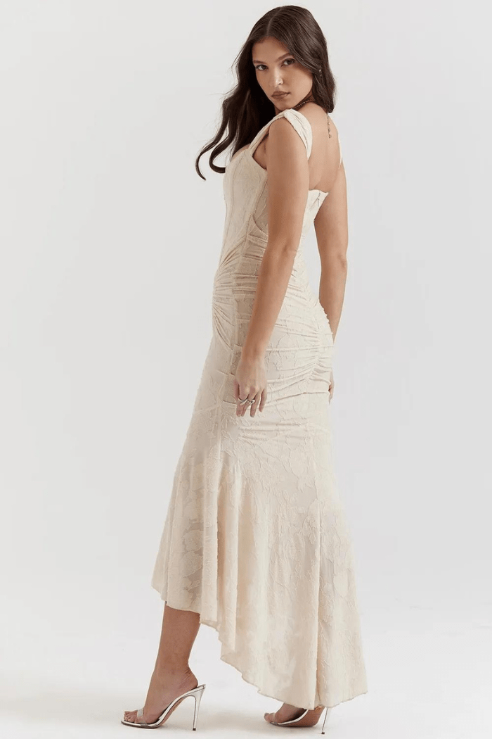 Maxi Dress Ladies Round Neck Long Sleeves Casual