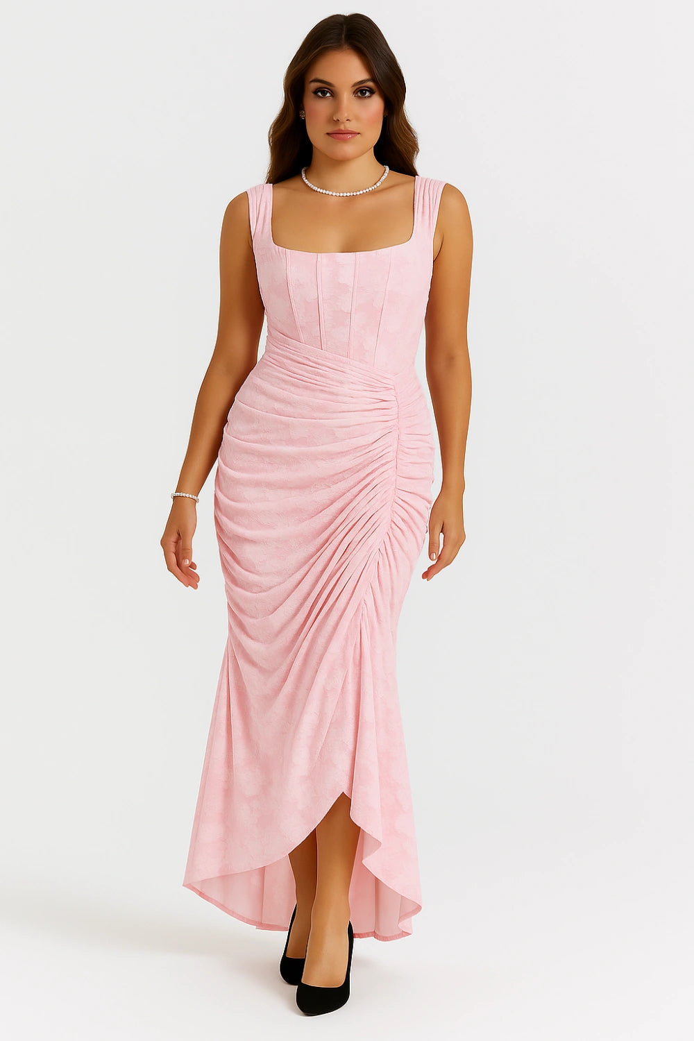 Maxi Dress Ladies Round Neck Long Sleeves Casual