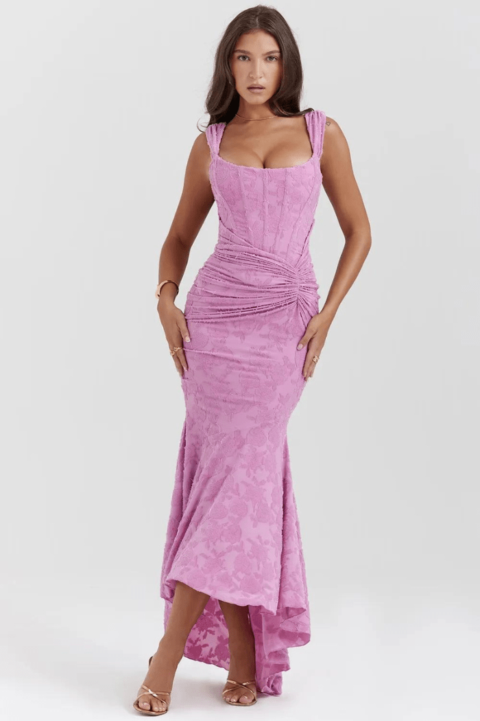 Maxi Dress Ladies Round Neck Long Sleeves Casual