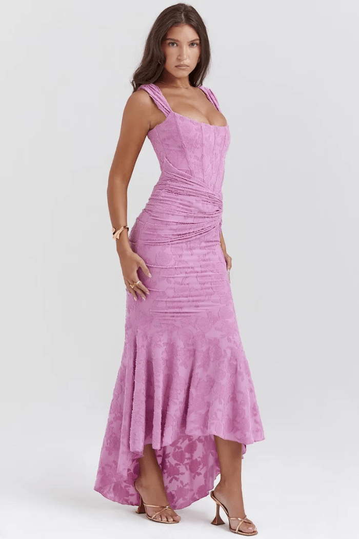 Maxi Dress Ladies Round Neck Long Sleeves Casual