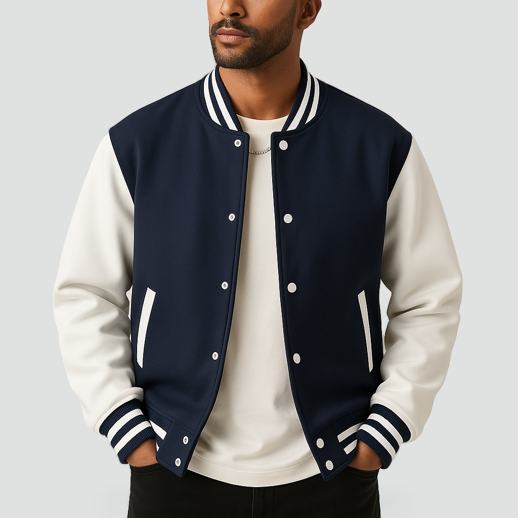 Modern Baseball Jacket for Men with Ribbed Cuffs