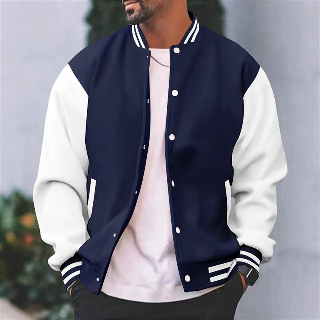 Modern Baseball Jacket for Men with Ribbed Cuffs
