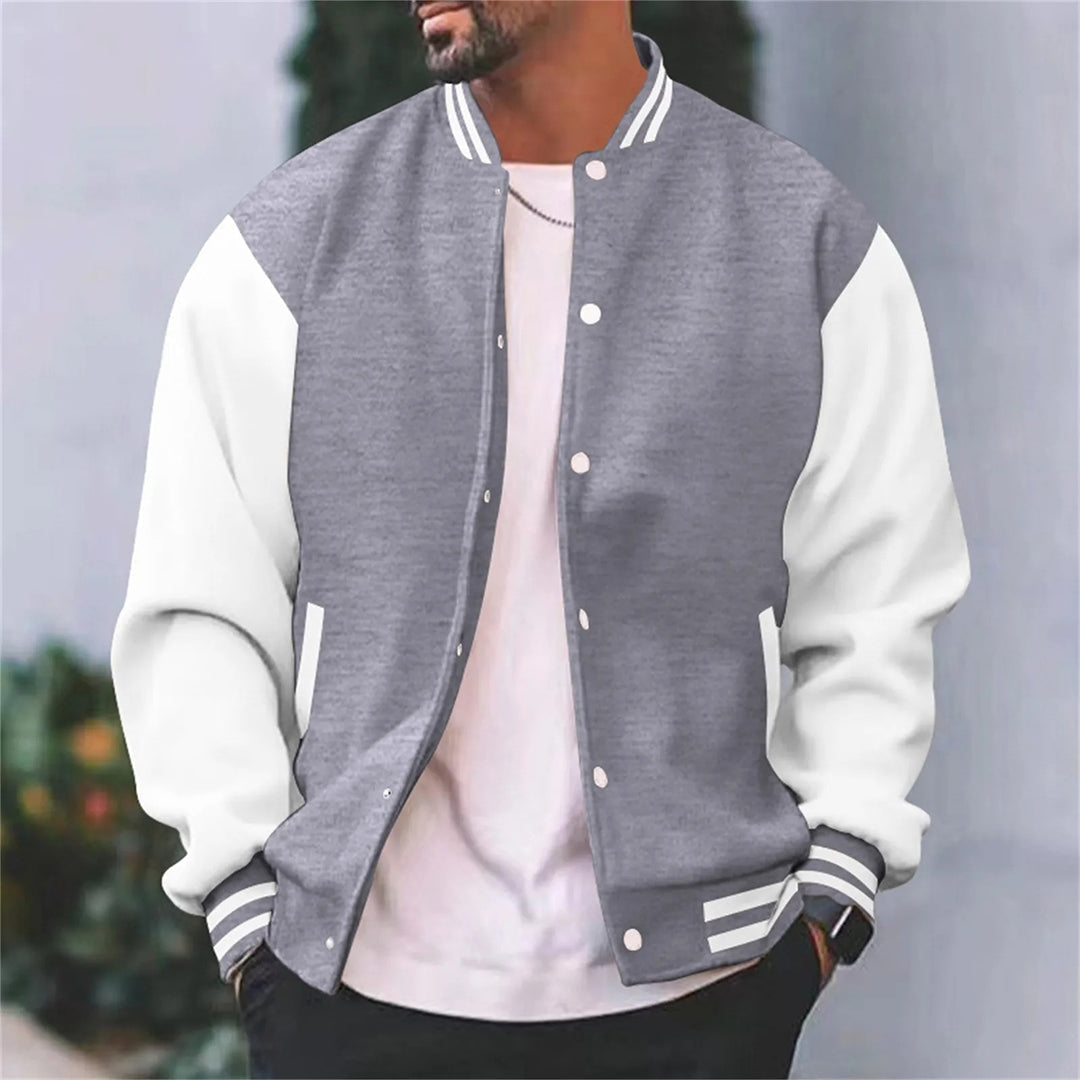 Modern Baseball Jacket for Men with Ribbed Cuffs
