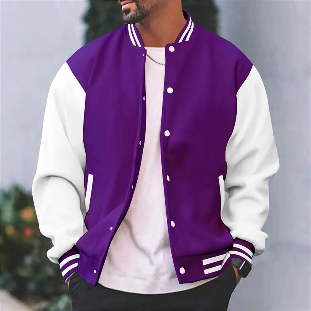 Modern Baseball Jacket for Men with Ribbed Cuffs