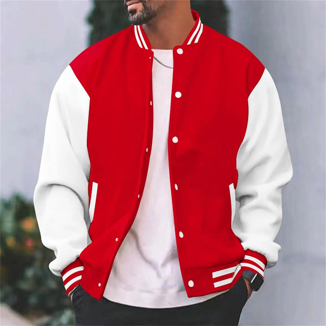 Modern Baseball Jacket for Men with Ribbed Cuffs