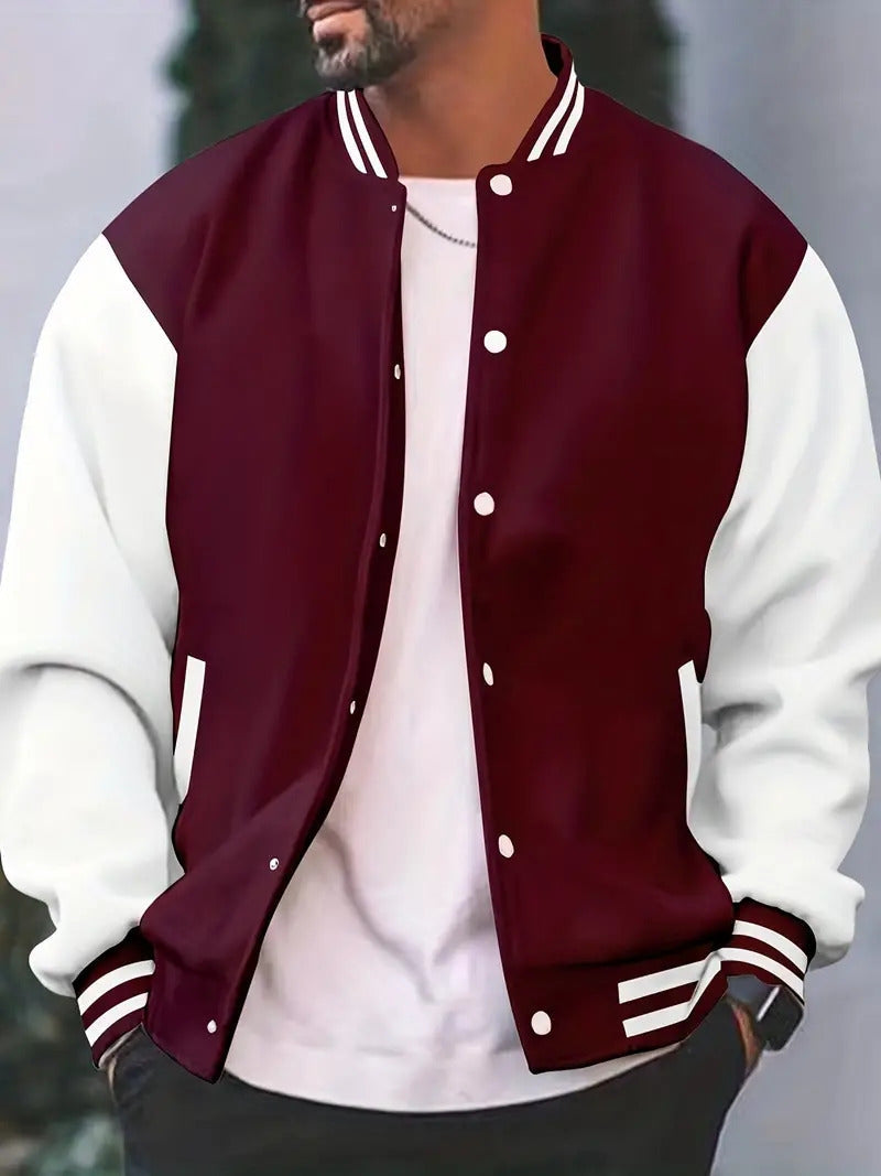 Modern Baseball Jacket for Men with Ribbed Cuffs