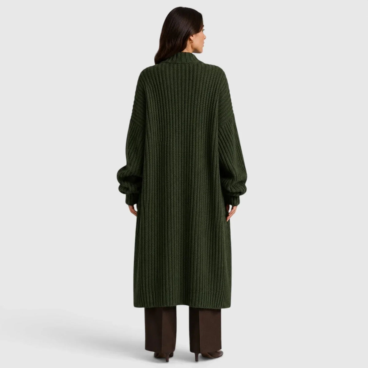 Long Women's Knitted Waistcoat with Pockets