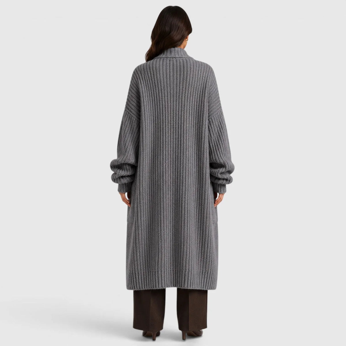 Long Women's Knitted Waistcoat with Pockets