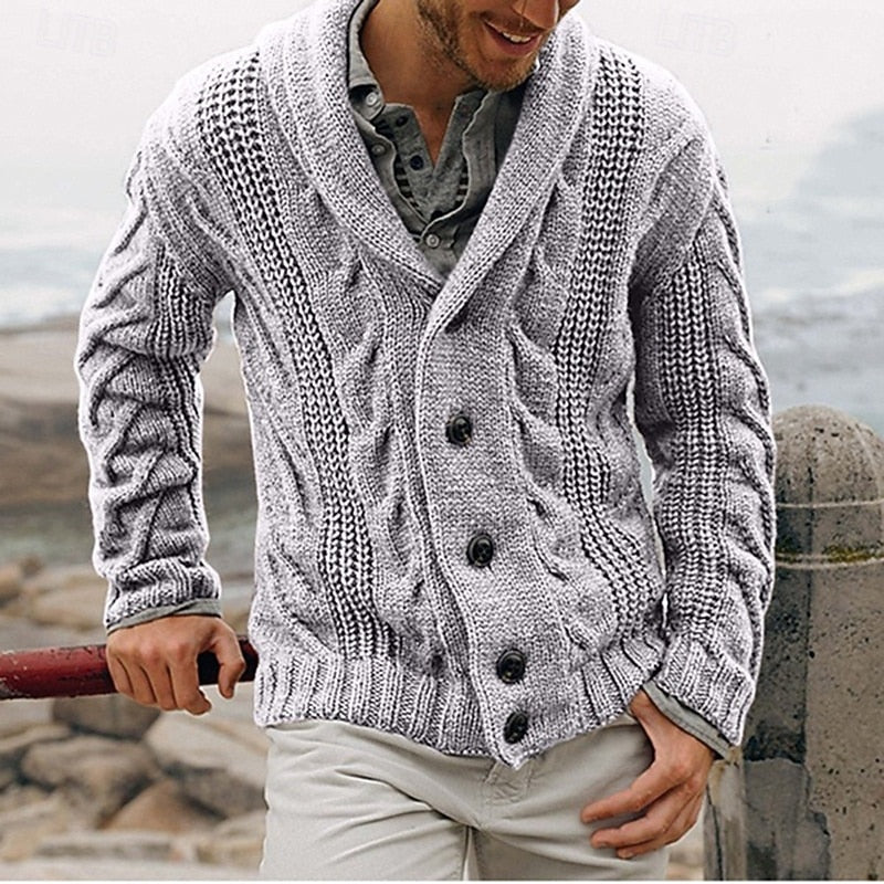 Garrick | Button-Up Cardigan with Shawl Collar