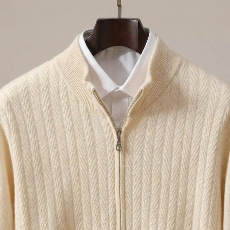 Men's Knitted Gilet with Stand-Up Collar