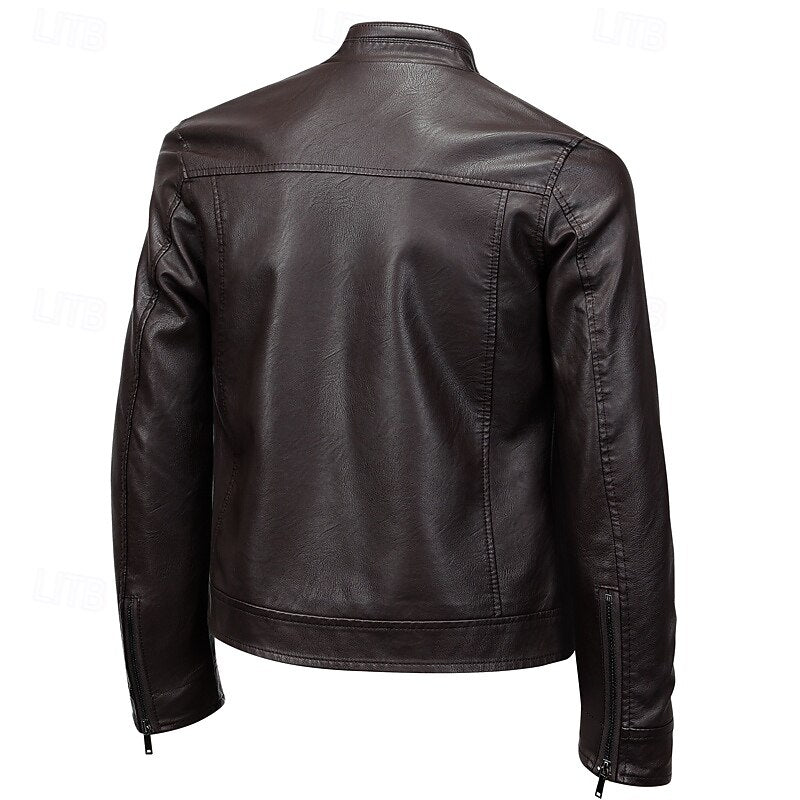 Caleb | Moto Jacket with Stand-Up Collar