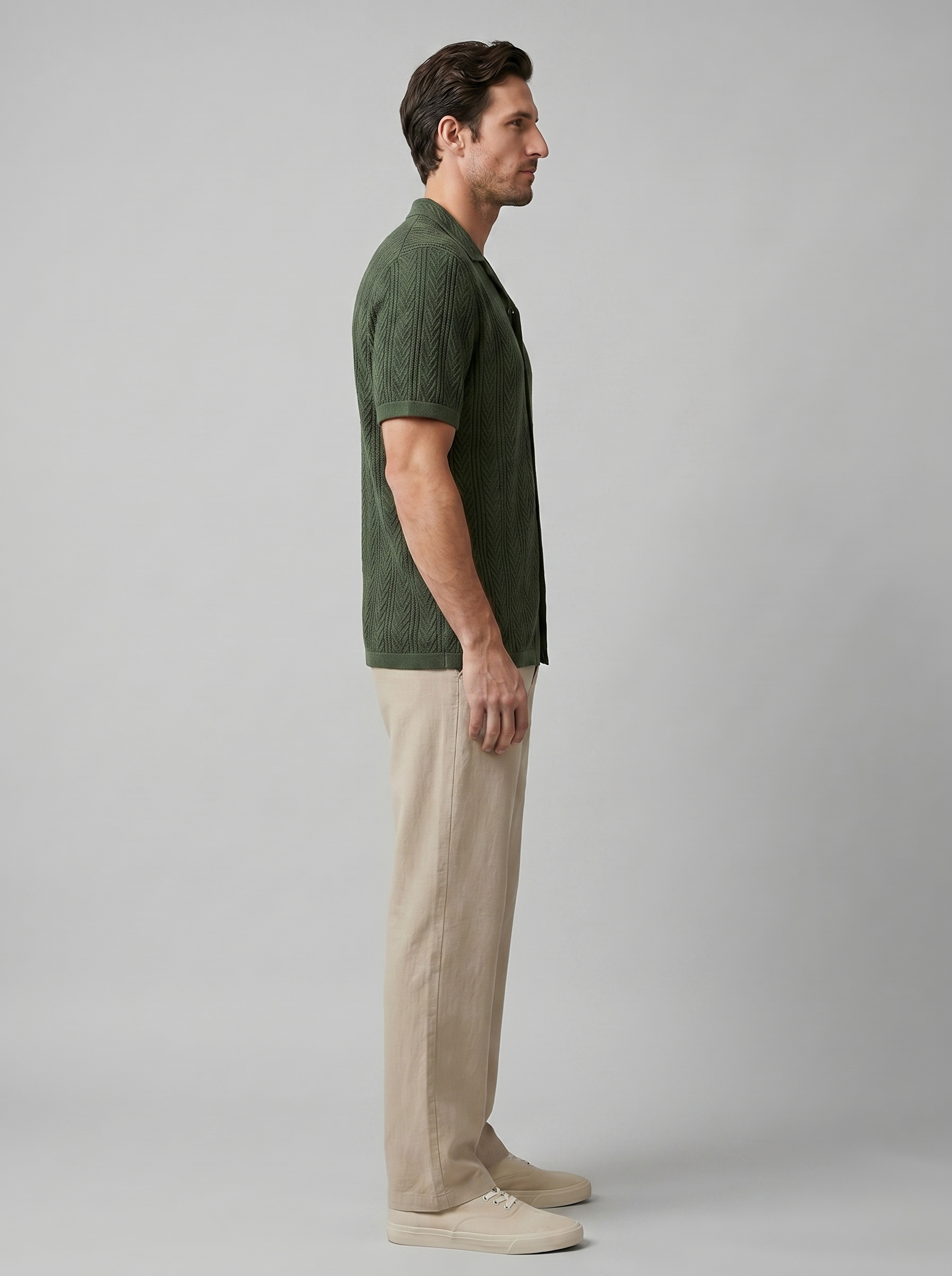 Open-Knit Shirt and Trousers Set for Men - Summer Casual