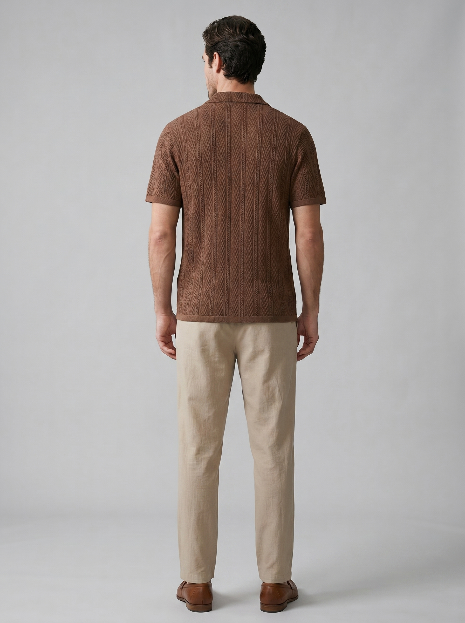 Open-Knit Shirt and Trousers Set for Men - Summer Casual