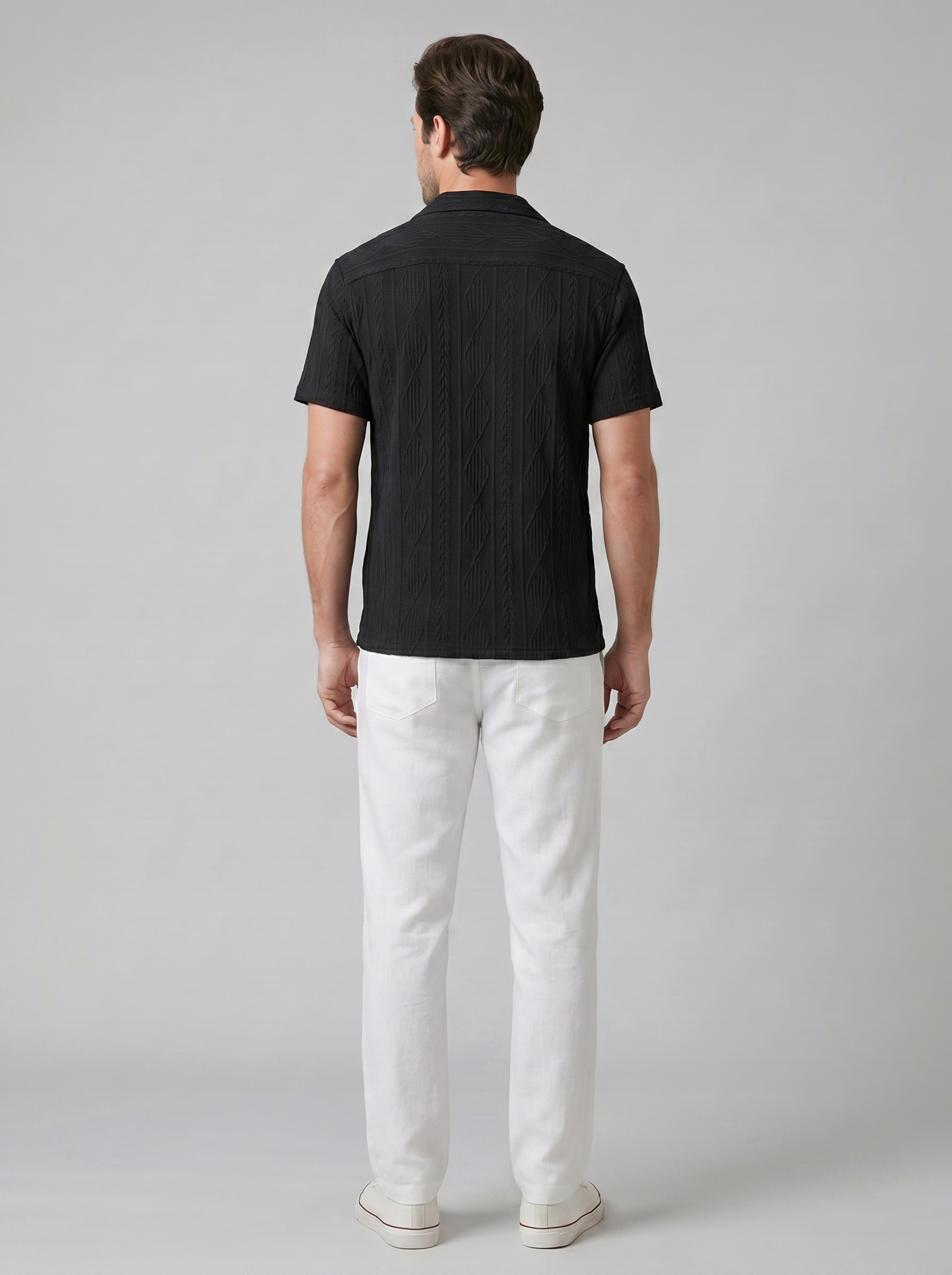 Open-Knit Shirt and Trousers Set for Men - Summer Casual