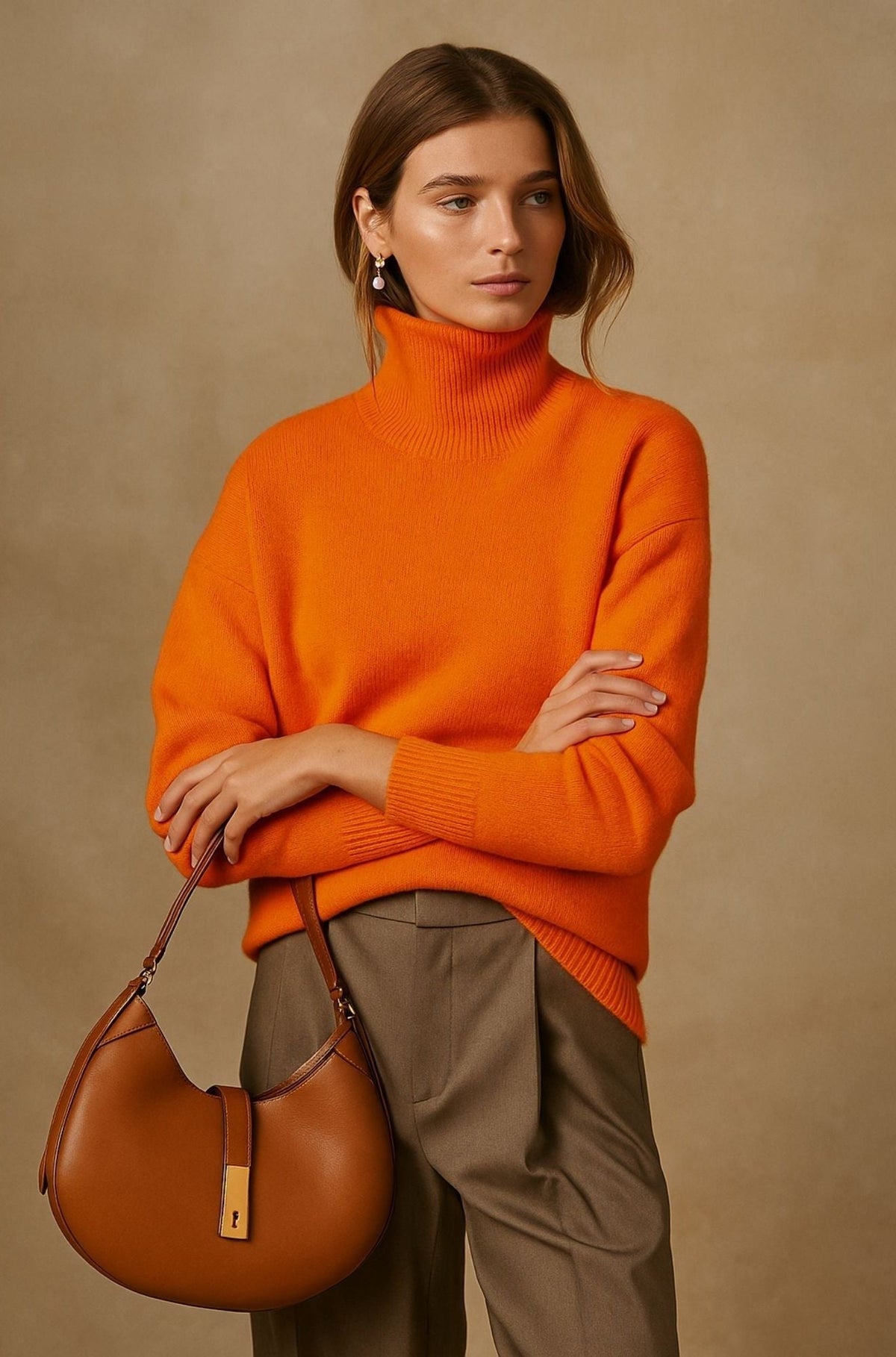 Women's High-Neck Oversized Cashmere Sweater