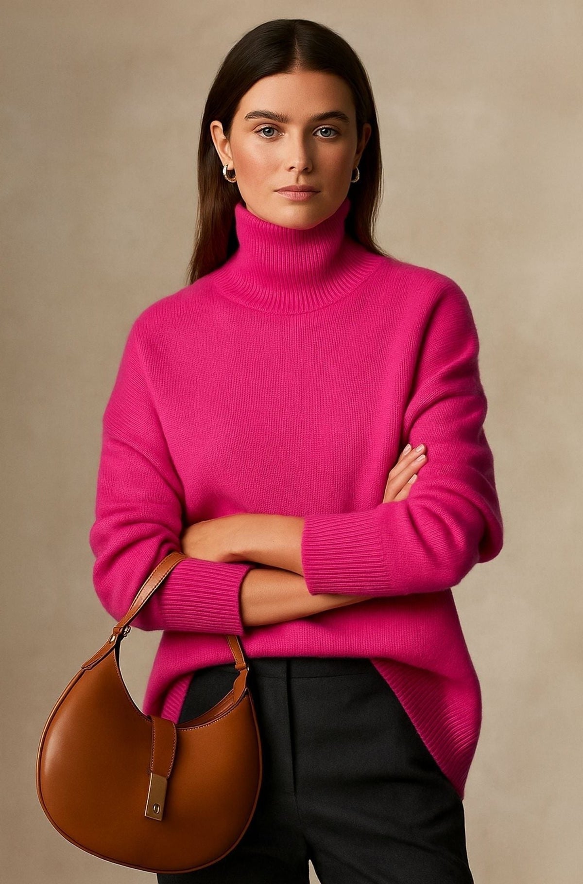 Women's High-Neck Oversized Cashmere Sweater