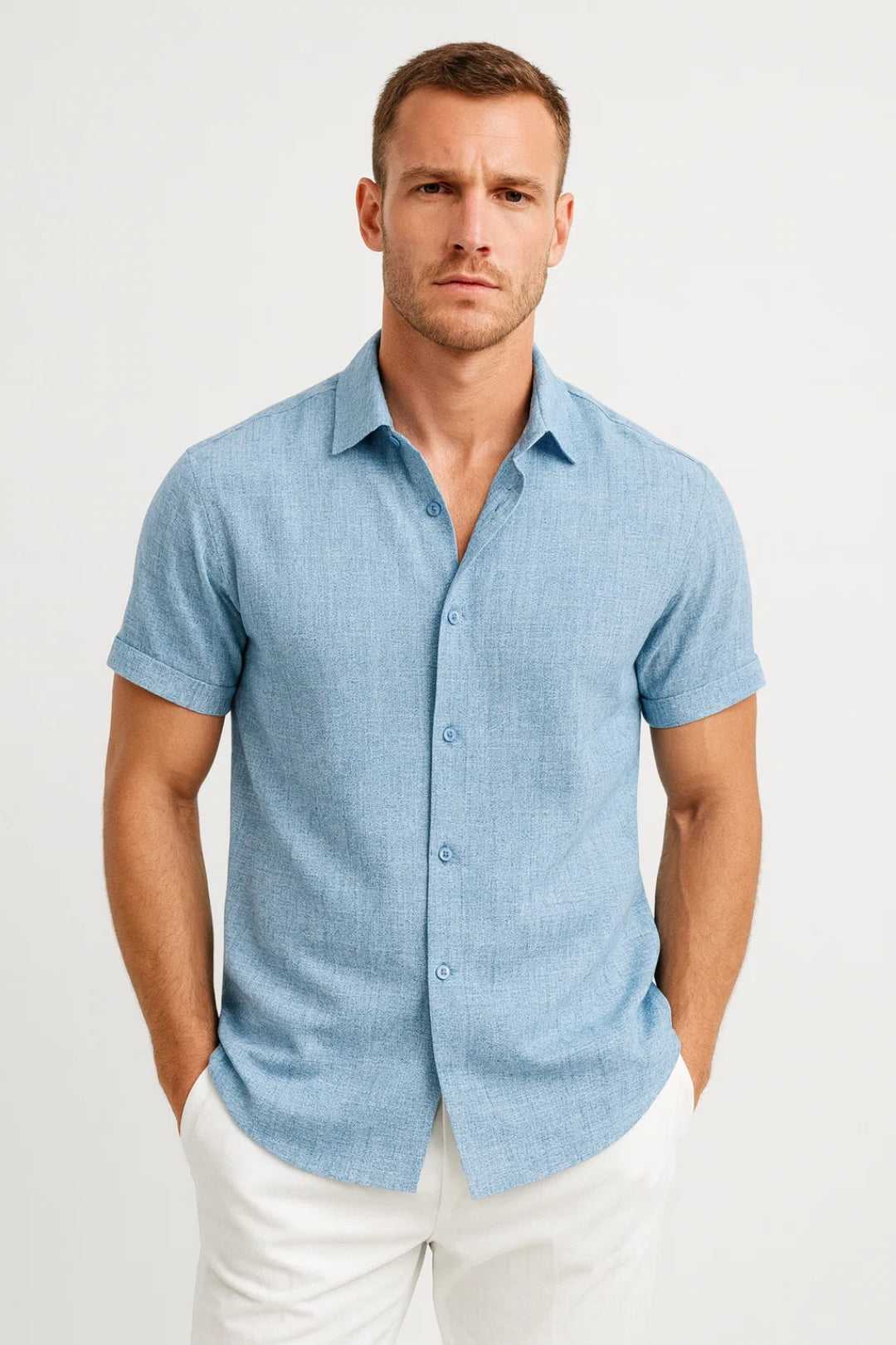 Men's Short Sleeve Shirt Regular Fit Classic Collar Summer